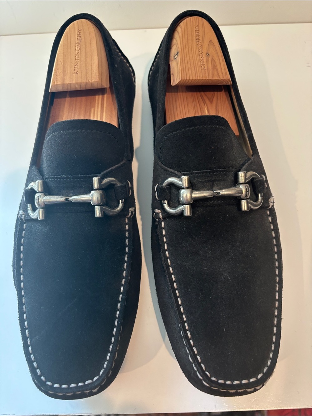 Salvatore Ferragamo Black Suede Bit Loafers